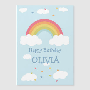 Personalised Rainbow Kids Happy Birthday Flat Card