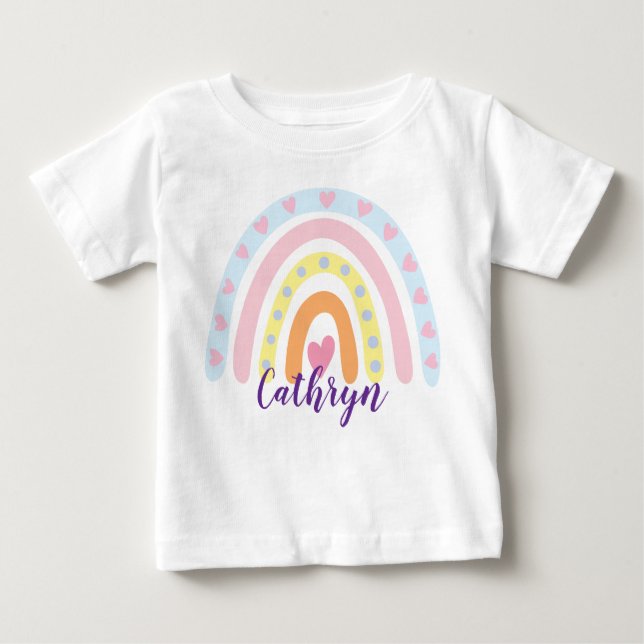 Personalised Rainbow Kids T-Shirt – Custom Name (Front)