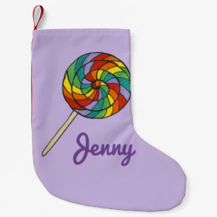 Personalised Rainbow Lollipop Candy Lolly Sucker Small Christmas Stocking