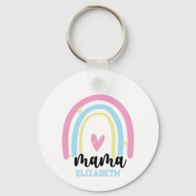 Personalised Rainbow Mama - Mother's Day Key Ring (Front)