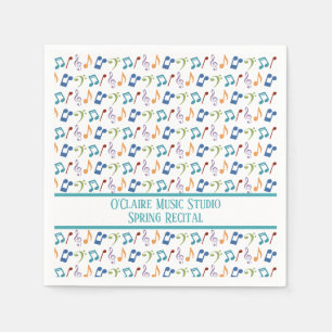 Personalised Rainbow Music Notes (White) Napkin