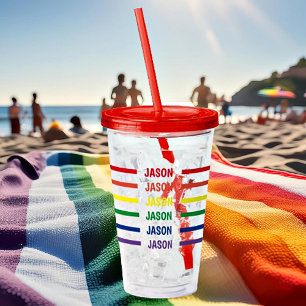 Personalised rainbow name acrylic tumbler