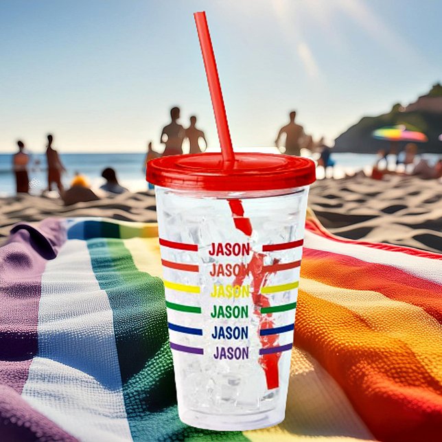 Personalised rainbow name  acrylic tumbler (Creator Uploaded)