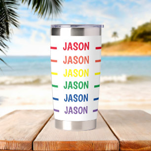 Personalised rainbow name  insulated tumbler