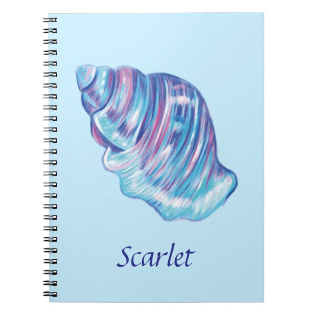 Personalised rainbow ocean seashell illustration notebook (Front)