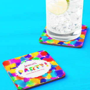 Personalised Rainbow Party Coaster