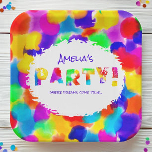 Personalised Rainbow Party  Paper Plate