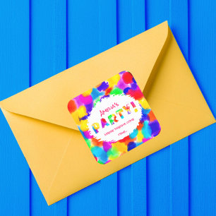 Personalised Rainbow Party  Square Sticker