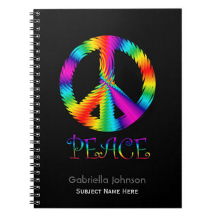 Personalised: Rainbow Peace Sign Notebook