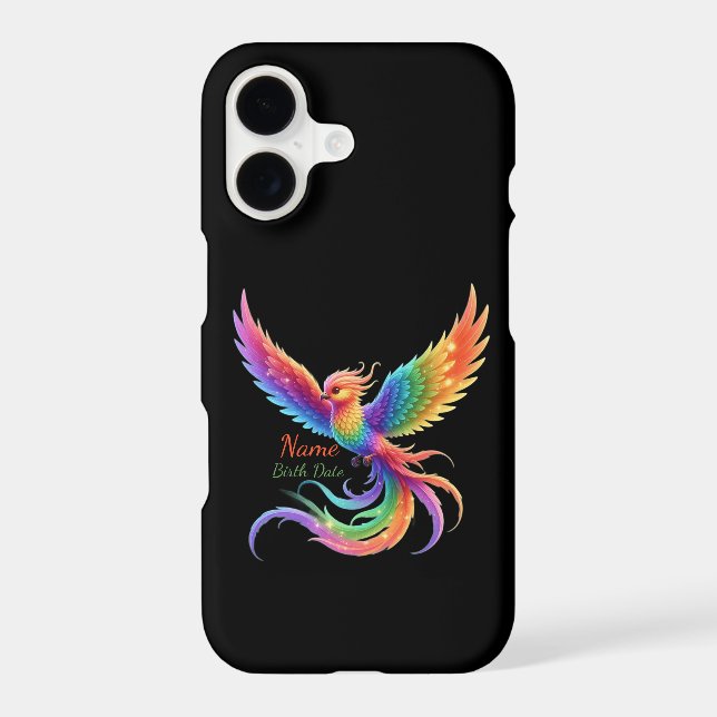 Personalised Rainbow Phoenix Name Birthdate Gift (Back)
