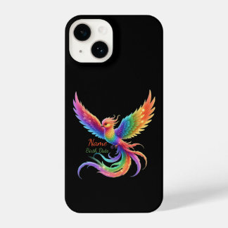 Personalised Rainbow Phoenix Name Birthdate Gift iPhone 14 Case