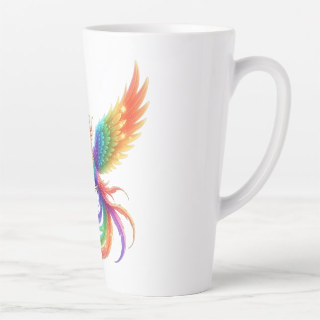 Personalised Rainbow Phoenix Name Birthdate Gift Latte Mug (Right)