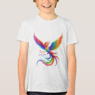 Personalised Rainbow Phoenix Name Birthdate Gift Tri-Blend Shirt