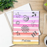 Personalised Rainbow Planner<br><div class="desc">This girly planner is decorated with rainbow colours and an abstract pattern of doodles. Easily customisable.
Original Design © Michele Davies.</div>