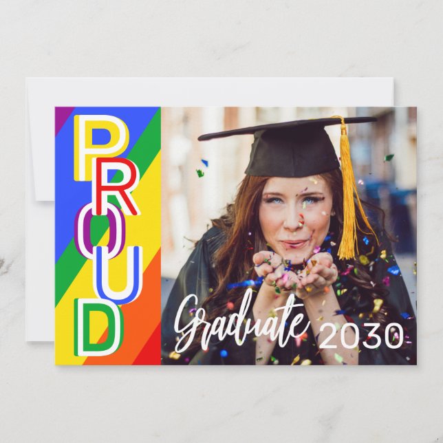 Personalised Rainbow Pride Photo Graduation  Invitation (Front)