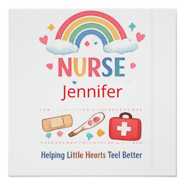 Personalised Rainbow School Nurse Office Sign, Cut Poster (Front)
