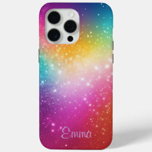 Personalised Rainbow Sparkle iPhone 15 Pro Max Case