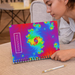 Personalised Rainbow Spiral Fractal Notebook