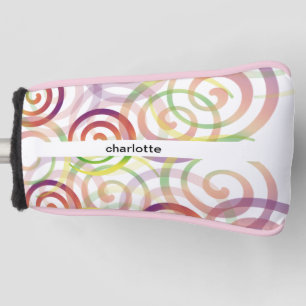Personalised Rainbow Spiral Pattern Golf Head Cover