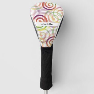 Personalised Rainbow Spirales Pattern Golf Head Cover