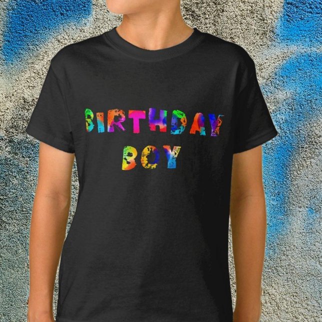 Personalised Rainbow Splash Birthday Boy T-Shirt (Creator Uploaded)