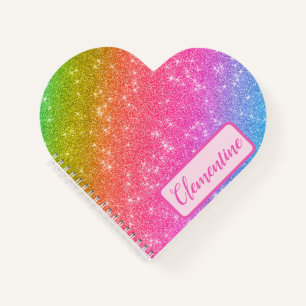 Personalised Rainbow Starry Heart Sketchbook Noteb Notebook
