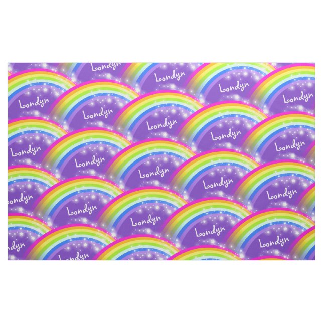Personalised rainbow stars purple repeat pattern fabric (Fat Quarter)