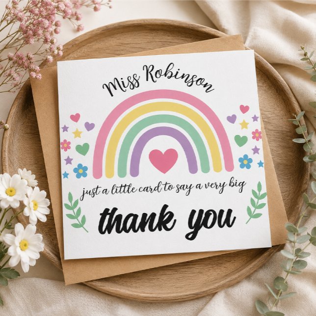 Personalised Rainbow Teacher Thank You Card (Creator Uploaded)