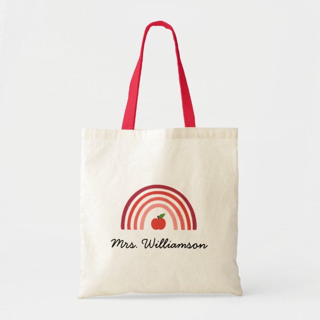 Personalised Rainbow Teacher Tote Bag (Front)