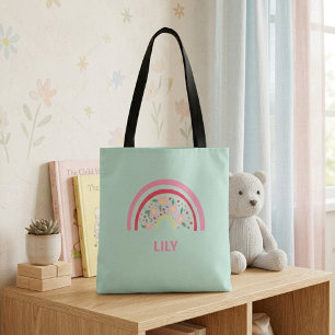 Personalised Rainbow Tote Bag for Kids Girls, Cute