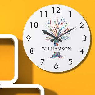 Personalised Rainbow Tree Large Clock