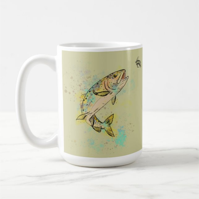 Personalised Rainbow Trout 15oz. Ceramic Mug (Left)