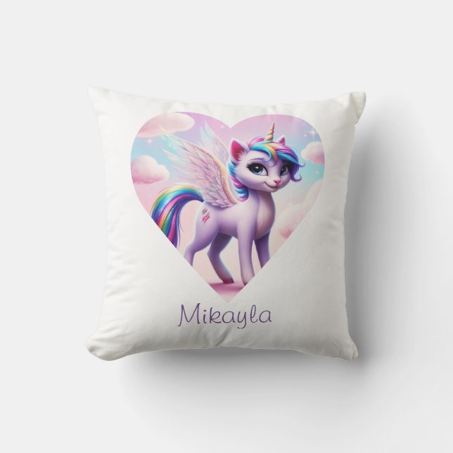 Personalised Rainbow Unicorn Cat Cushion (Front)