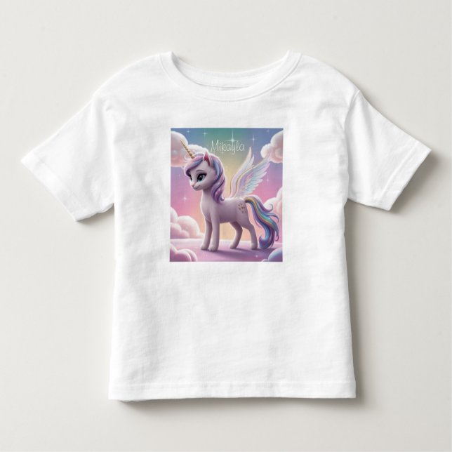 Personalised Rainbow Unicorn Cat Toddler T-Shirt (Front)