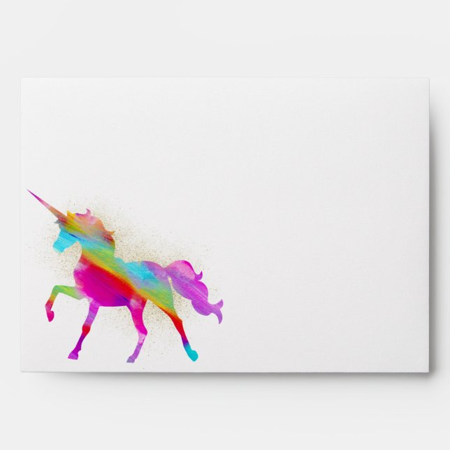 Personalised Rainbow Unicorn Custom Lined Envelope (Front)