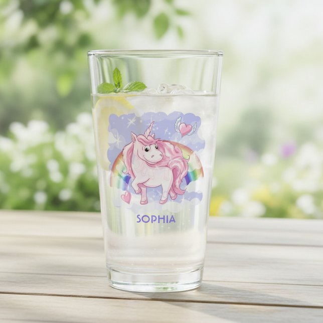Personalised Rainbow Unicorn Name Gift Glass (Creator Uploaded)