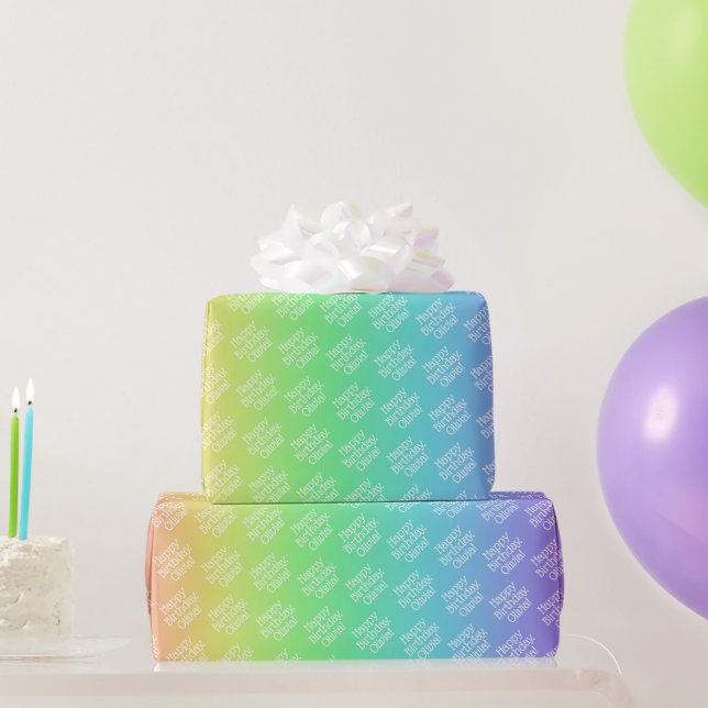 Personalised Rainbow Wrapping Paper (Party Gifts)