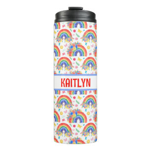 Personalised Rainbows and Flowers Thermal Tumbler