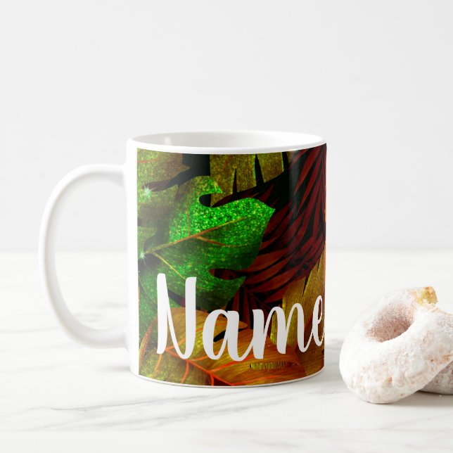 Personalised Rainforest Design Coffee Mug, Cup (With Donut)
