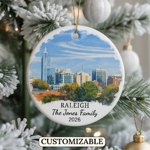 Personalised Raleigh Ornament, North Carolina Ceramic Tree Decoration