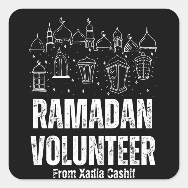 Personalised Ramadan Volunteer Square Sticker (Front)