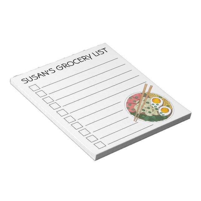 Personalised Ramen Noodles Grocery List Checklist Notepad (Angled)