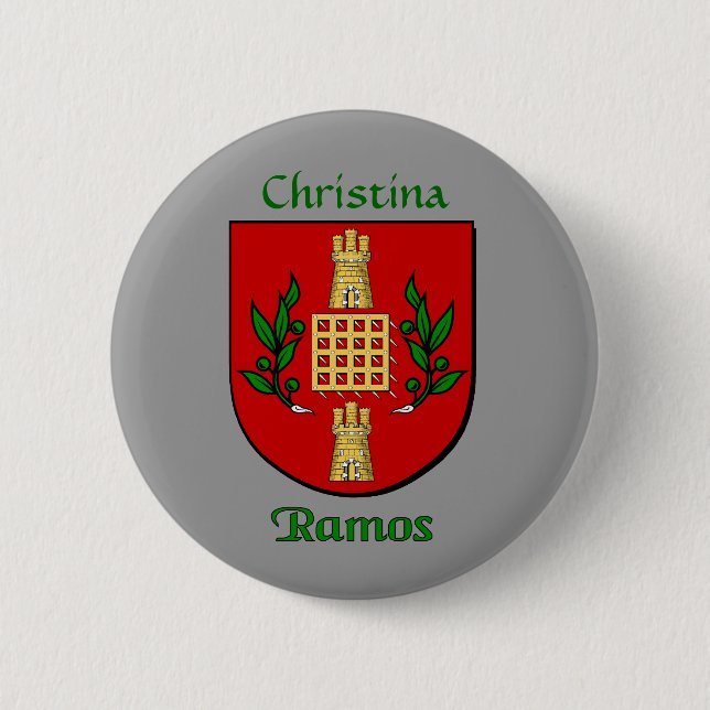Personalised Ramos Historical Shield 6 Cm Round Badge (Front)