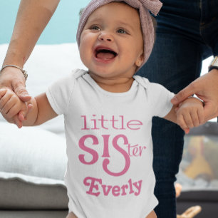Personalised Raspberry Pink Little Sister Baby T-Shirt