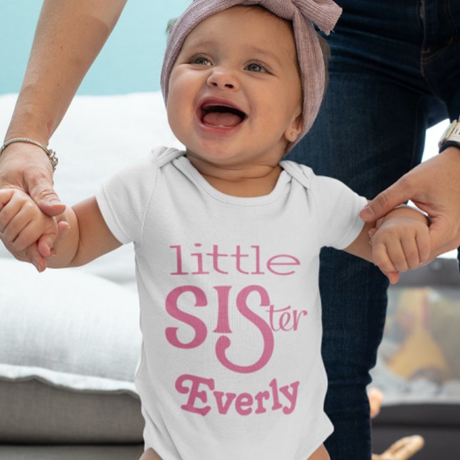 Personalised Raspberry Pink Little Sister Baby T-Shirt (Creator Uploaded)