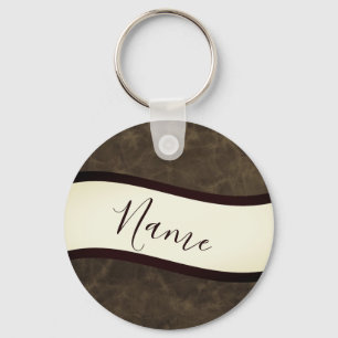 Personalised rawhide look key ring