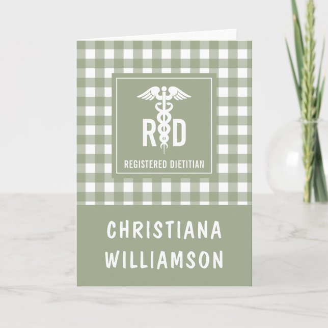 Personalised RD Registered Dietician Plaid Pattern Card (Front)