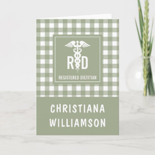 Personalised RD Registered Dietician Plaid Pattern Card