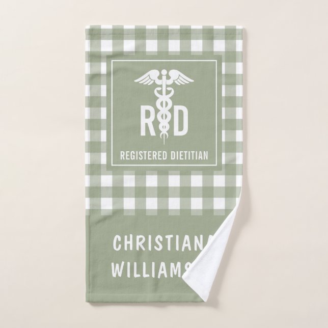 Personalised RD Registered Dietician Plaid Pattern Hand Towel (Hand Towel)