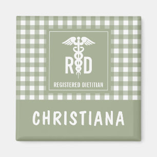 Personalised RD Registered Dietician Plaid Pattern Magnet
